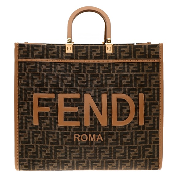 Fendi Sunshine Large Tote Shopping FF Fabric Leather Trims New - Picture 1 of 10
